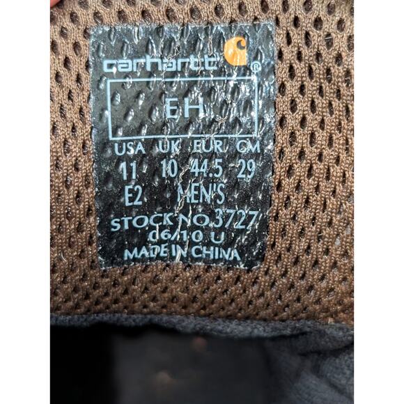 Carhartt Leather Work Boots Mens 11 3727 Eh Soft Toe Waterproof - Picture 7 of 8